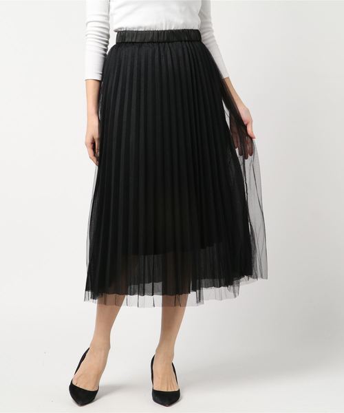 DISCOAT（ディスコート）の「再入荷！チュール重ねプリーツスカート（スカート・レディース・チャコールグレー/ブラック/アイボリー/ブラウン・FREE）」の19枚目の写真
