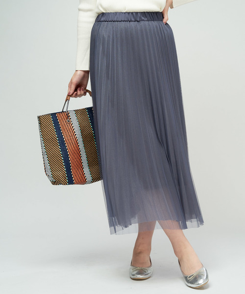DISCOAT（ディスコート）の「再入荷！チュール重ねプリーツスカート（スカート・レディース・チャコールグレー/ブラック/アイボリー/ブラウン・FREE）」の20枚目の写真