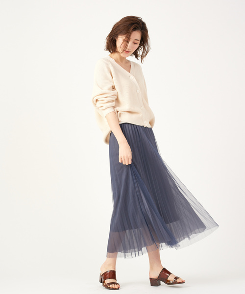 DISCOAT（ディスコート）の「再入荷！チュール重ねプリーツスカート（スカート・レディース・チャコールグレー/ブラック/アイボリー/ブラウン・FREE）」の21枚目の写真
