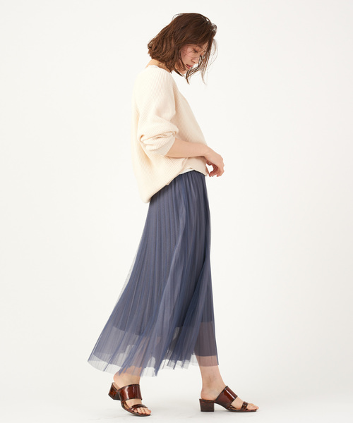 DISCOAT（ディスコート）の「再入荷！チュール重ねプリーツスカート（スカート・レディース・チャコールグレー/ブラック/アイボリー/ブラウン・FREE）」の22枚目の写真