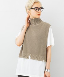 【STUDIOUS】バックスリット タートルネックニットベスト