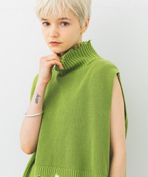 【STUDIOUS】バックスリット タートルネックニットベスト