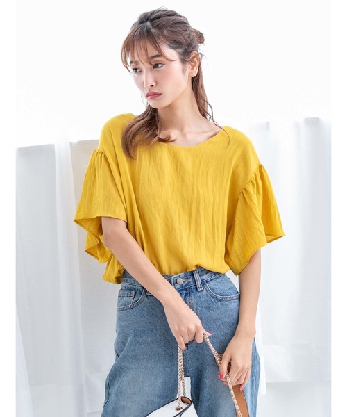 fifth(フィフス)の「バックボタンフレアスリーブブラウス(シャツ/ブラウス・レディース・ホワイト/ブラック/イエロー・MEDIUM)」の1枚目の写真