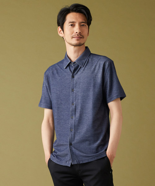 MORGAN HOMME(モルガンオム)の「デニムライクポロ(ポロシャツ)」|ブルー