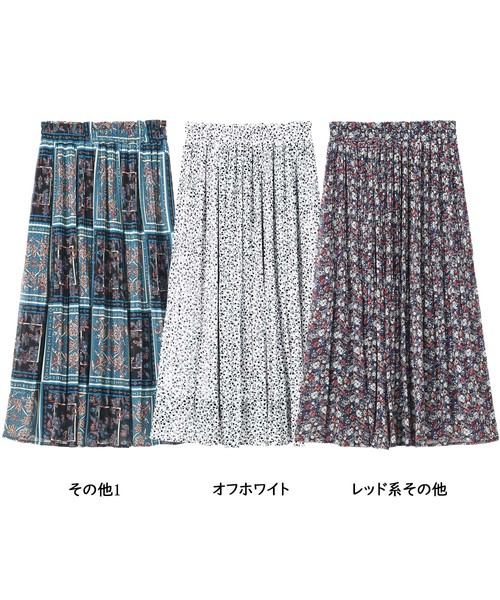 GeeRA(ジーラ)の「プリント柄消しプリーツスカート(スカート・レディース・オフホワイト/レッド系その他/その他1・LARGE/MEDIUM/X-LARGE)」の4枚目の写真