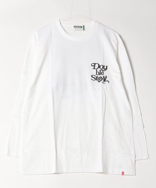 DOUBLE STEAL(ダブルスティール)の「Delivery Font 長袖Tシャツ(Tシャツ/カットソー・メンズ・ピンク/ホワイト×レッド/ブラック×ホワイト/ブラック×レッド/ホワイト×ブラック・MEDIUM/LARGE/X-LARGE/XX-LARGE)」の1枚目の写真