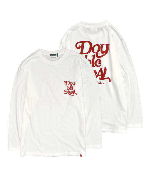 DOUBLE STEAL(ダブルスティール)の「Delivery Font 長袖Tシャツ(Tシャツ/カットソー・メンズ・ピンク/ホワイト×レッド/ブラック×ホワイト/ブラック×レッド/ホワイト×ブラック・MEDIUM/LARGE/X-LARGE/XX-LARGE)」の2枚目の写真