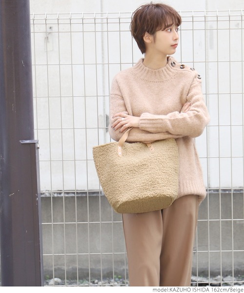 coca（coca）（コカ）の「もこもこシープボアトートバッグ（トートバッグ・レディース・アイボリー/ベージュ/ダークベージュ・ONE SIZE）」の10枚目の写真