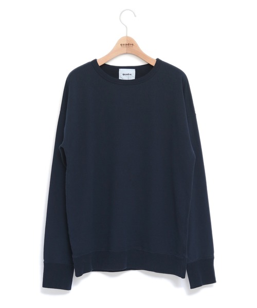 quadro(クオドロ)の「40/シルキーコットンドライ裏毛ドロップショルダークルーネック プルーオーバー(Tシャツ/カットソー・メンズ・グレー/ライトベージュ/ネイビー/レンガ/サーモンピンク・MEDIUM/LARGE)」の4枚目の写真