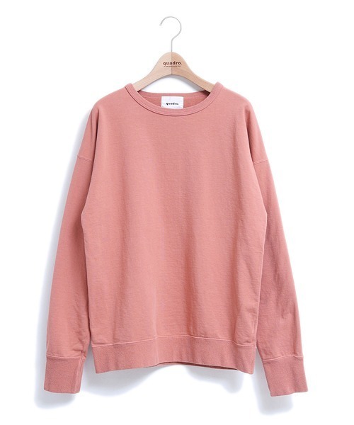 quadro(クオドロ)の「40/シルキーコットンドライ裏毛ドロップショルダークルーネック プルーオーバー(Tシャツ/カットソー・メンズ・グレー/ライトベージュ/ネイビー/レンガ/サーモンピンク・MEDIUM/LARGE)」の5枚目の写真