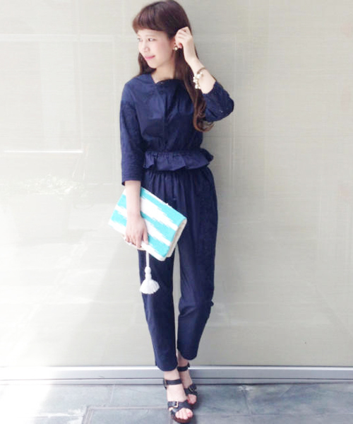 Kastane（カスタネ）の「【Kastane】レース切替ブラウス（シャツ/ブラウス・レディース・オフホワイト/ネイビー・FREE）」の13枚目の写真