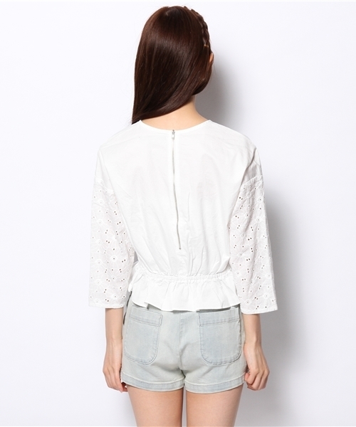 Kastane（カスタネ）の「【Kastane】レース切替ブラウス（シャツ/ブラウス・レディース・オフホワイト/ネイビー・FREE）」の8枚目の写真