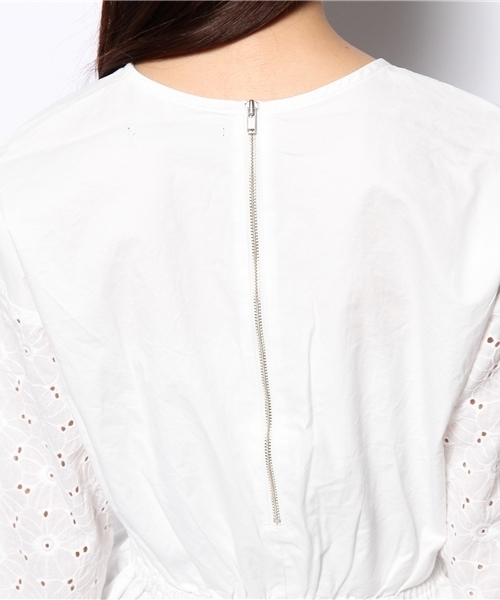 Kastane（カスタネ）の「【Kastane】レース切替ブラウス（シャツ/ブラウス・レディース・オフホワイト/ネイビー・FREE）」の10枚目の写真