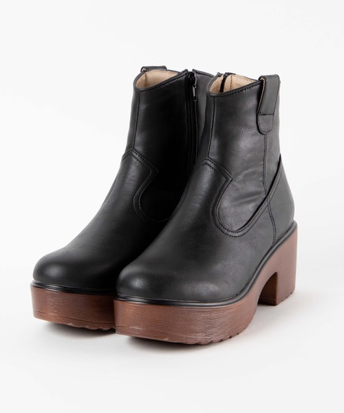 WEGO（ウィゴー）の「WEGO/ウッドソールブーツ（ブーツ・レディース・ベージュ/ブラック・MEDIUM/LARGE）」の6枚目の写真