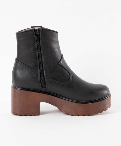 WEGO（ウィゴー）の「WEGO/ウッドソールブーツ（ブーツ・レディース・ベージュ/ブラック・MEDIUM/LARGE）」の10枚目の写真