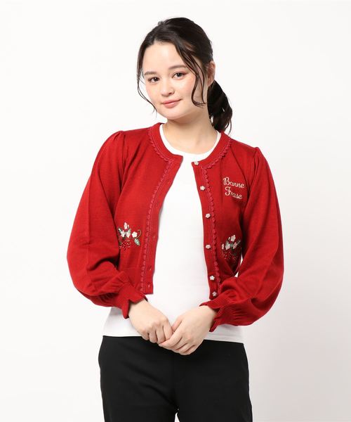 axes femme - ベリーズピクニックニットカーディガン(赤) USED】【Mサイズ】ベリーズピクニックニットカーディガン | axes