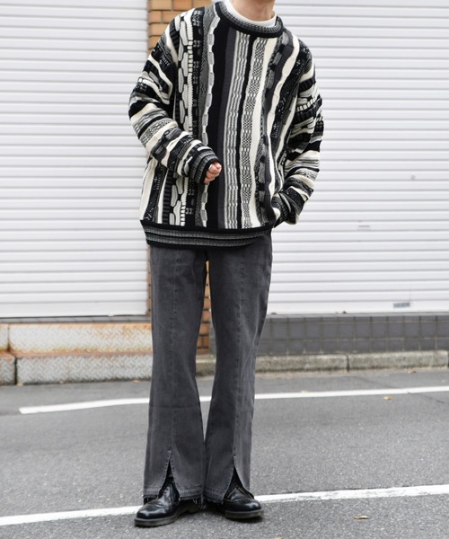 kutir(クティール)の「クージー柄ニット(ニット/セーター・メンズ・ライトグリーン/ブラック・LARGE/MEDIUM)」の3枚目の写真