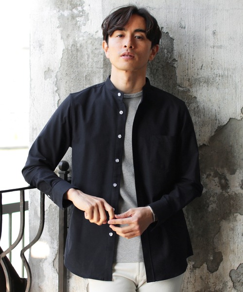 LIL VENDARS（リルヴェンダース）の「ストレッチ オックスフォード バンドカラー 長袖 シャツ（シャツ/ブラウス・メンズ・ブラック/ストライプ/ホワイト/ベージュ系その他/サックスブルー/ベージュ/グレー/カーキ/ネイビー/マルチ/グレー系その他・M/L/XL/S）」の9枚目の写真