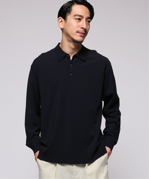 417 EDIFICE（フォーワンセブンエディフィス）の「【SAGE / サージ】Jersey Knit ポロ（ニット/セーター・メンズ・ブラック/ネイビー/ブラウン・MEDIUM/LARGE）」の3枚目の写真