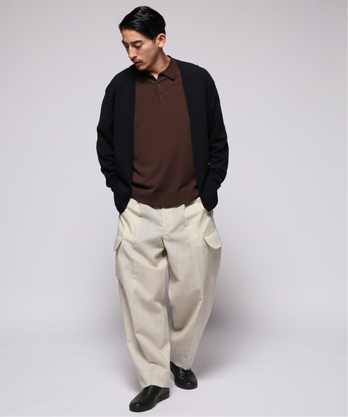 417 EDIFICE（フォーワンセブンエディフィス）の「【SAGE / サージ】Jersey Knit ポロ（ニット/セーター・メンズ・ブラック/ネイビー/ブラウン・MEDIUM/LARGE）」の4枚目の写真
