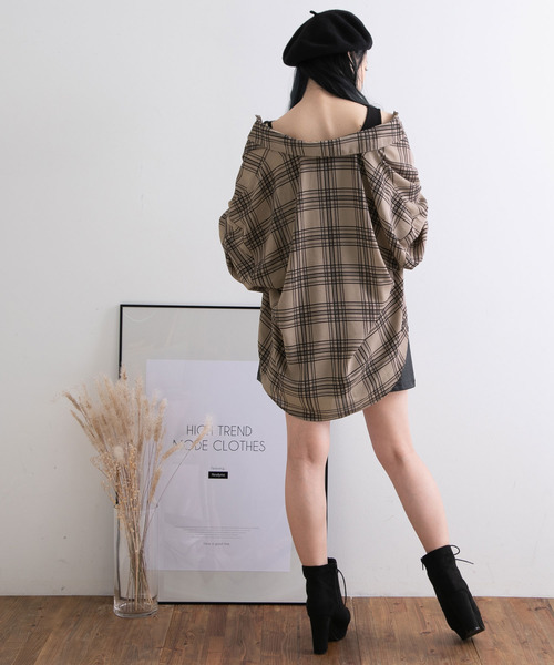Newlyme（ニューリーミー）の「オーバーサイズチェックシャツ（シャツ/ブラウス・レディース・ホワイト/モカ/ブラック・FREE）」の13枚目の写真