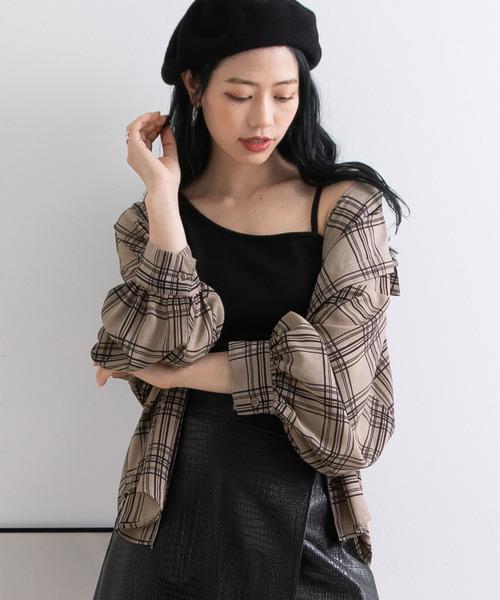 Newlyme（ニューリーミー）の「オーバーサイズチェックシャツ（シャツ/ブラウス・レディース・ホワイト/モカ/ブラック・FREE）」の14枚目の写真