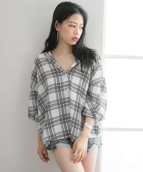 Newlyme（ニューリーミー）の「オーバーサイズチェックシャツ（シャツ/ブラウス・レディース・ホワイト/モカ/ブラック・FREE）」の17枚目の写真