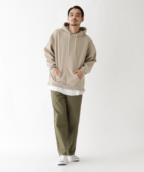 トップス パーカースウェットパーカー パーカー Basecontrol ベースコントロール のファッション ワッフルインナーフェイクレイヤード