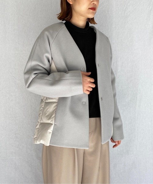 PICCIN（ピッチン）の「ダウン切り替えショートコート（ダウンジャケット/コート・レディース・ブラック/ネイビー/グレイッシュベージュ・M）」の3枚目の写真