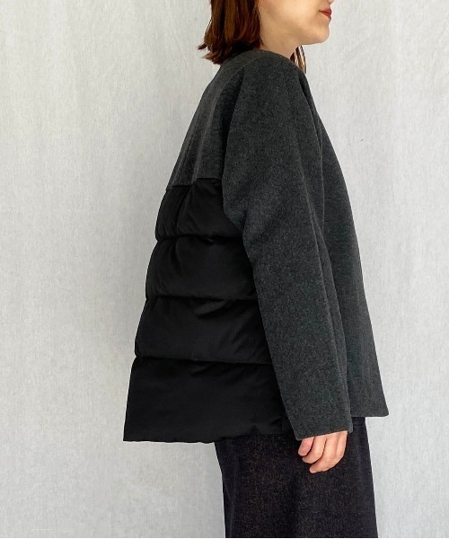 PICCIN（ピッチン）の「ダウン切り替えショートコート（ダウンジャケット/コート・レディース・ブラック/ネイビー/グレイッシュベージュ・M）」の2枚目の写真