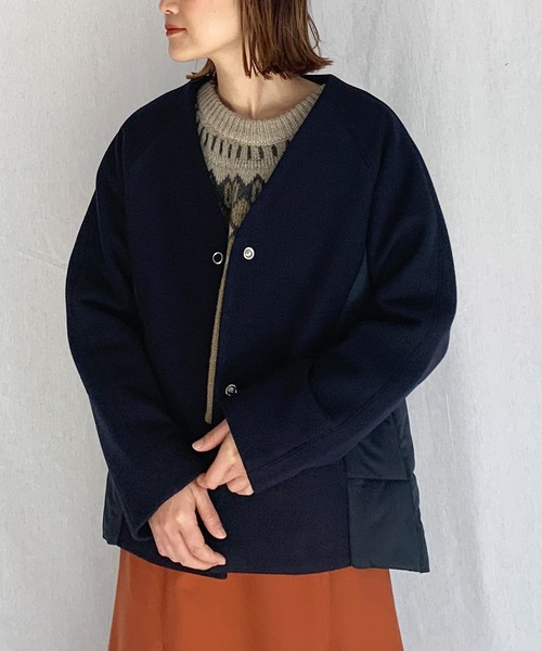 PICCIN（ピッチン）の「ダウン切り替えショートコート（ダウンジャケット/コート・レディース・ブラック/ネイビー/グレイッシュベージュ・M）」の5枚目の写真