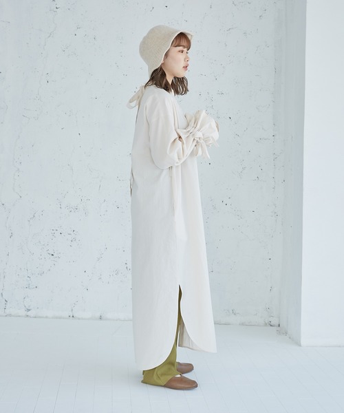 onetome(ワントゥーミー)の「バックオープン マキシ丈コットンワンピース(ワンピース・レディース・ブラウン/オフホワイト・FREE)」の8枚目の写真