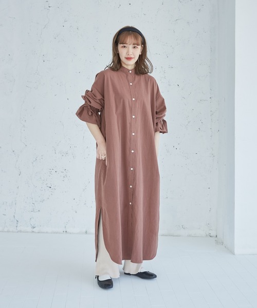 onetome(ワントゥーミー)の「バックオープン マキシ丈コットンワンピース(ワンピース・レディース・ブラウン/オフホワイト・FREE)」の12枚目の写真