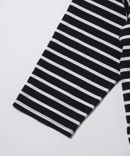 WILD LIFE TAILOR Adam et Rope'（ワイルドテーラーアダムエロペ　）の「【WILD LIFE TAILOR】フェードバスクボーダーフットボールTEE（Tシャツ/カットソー・メンズ・ブラウン系その他2/ネイビー・M/L）」の6枚目の写真