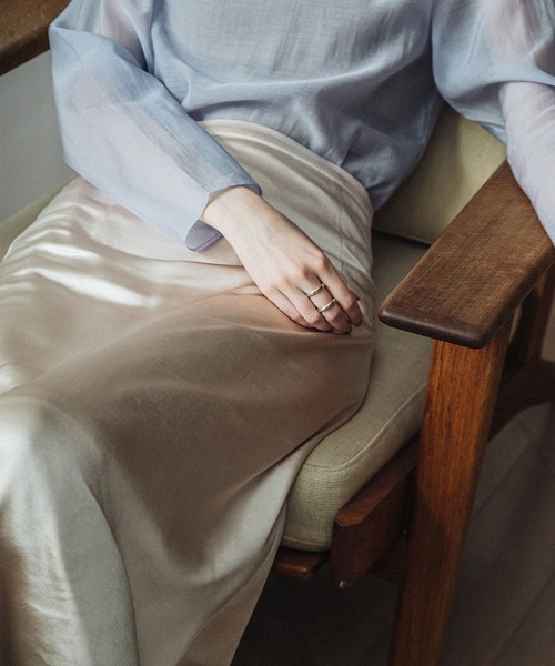 ACCL(エーシーシーエル)の「シルキーサテンマーメイドスカート(スカート・レディース・ピンク/オフホワイト/ブラック・SMALL/MEDIUM)」の6枚目の写真