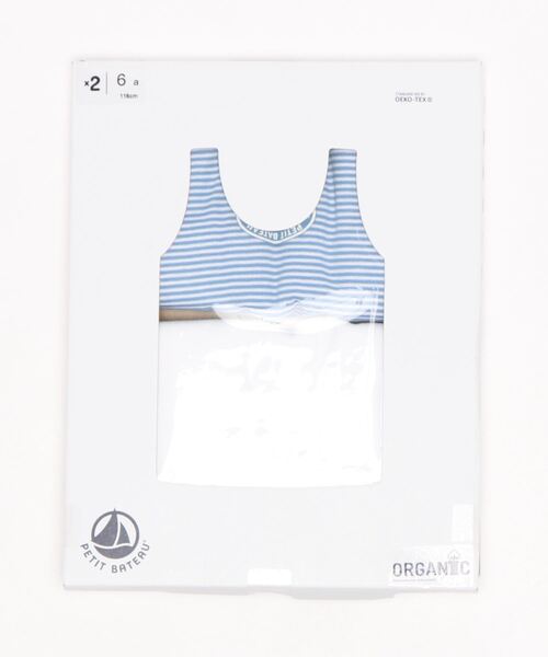 PETIT BATEAU（プチバトー）の「ミラレ＆ホワイトタンクトップ２枚組（タンクトップ・キッズ・その他・6YEAR/8YEAR/10YEAR/12YEAR）」の2枚目の写真