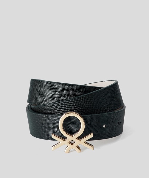 BENETTON (UNITED COLORS OF BENETTON)（ベネトンユナイテッドカラーズオブベネトン）の「フェイクレザーループロゴベルト（男女兼用）（ベルト・レディース・イエロー/ブルー/ブラック・SMALL/LARGE/MEDIUM/X-SMALL）」の2枚目の写真