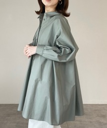 Aラインフレアロングチュニックシャツ