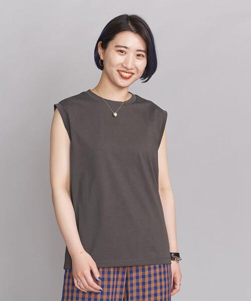 BEAUTY&YOUTH UNITED ARROWS（ビューティーアンドユースユナイテッドアローズ）の「BY∴ クリアハイゲージコットンノースリーブカットソー ◆（Tシャツ/カットソー・レディース・ホワイト/ベージュ/ライム/ダークグレー/ダークブラウン/ワインレッド/ブラック・FREE）」の3枚目の写真