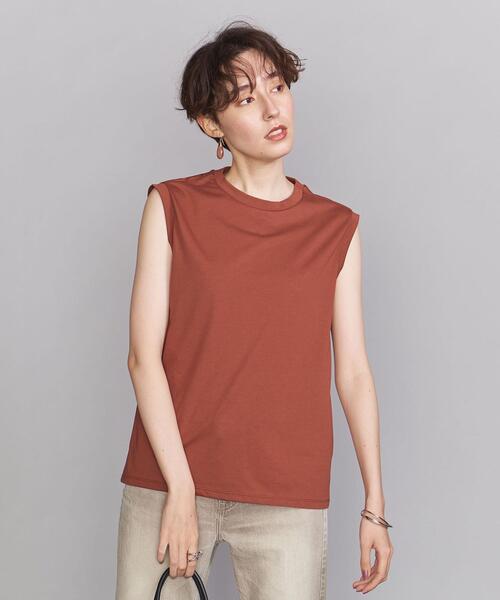 BEAUTY&YOUTH UNITED ARROWS（ビューティーアンドユースユナイテッドアローズ）の「BY∴ クリアハイゲージコットンノースリーブカットソー ◆（Tシャツ/カットソー・レディース・ホワイト/ベージュ/ライム/ダークグレー/ダークブラウン/ワインレッド/ブラック・FREE）」の7枚目の写真