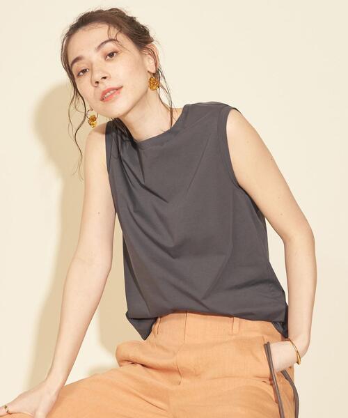 BEAUTY&YOUTH UNITED ARROWS（ビューティーアンドユースユナイテッドアローズ）の「BY∴ クリアハイゲージコットンノースリーブカットソー ◆（Tシャツ/カットソー・レディース・ホワイト/ベージュ/ライム/ダークグレー/ダークブラウン/ワインレッド/ブラック・FREE）」の21枚目の写真