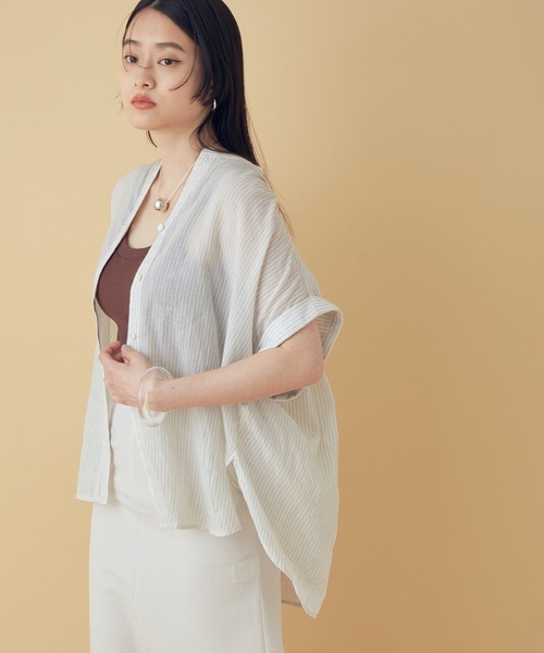 ADAM ET ROPE'(アダムエロペ)の「【KHADI(カディ)】インドコットンフレンチシャツ(シャツ/ブラウス・レディース・ピンク/ミント/ホワイト系その他・FREE)」の2枚目の写真