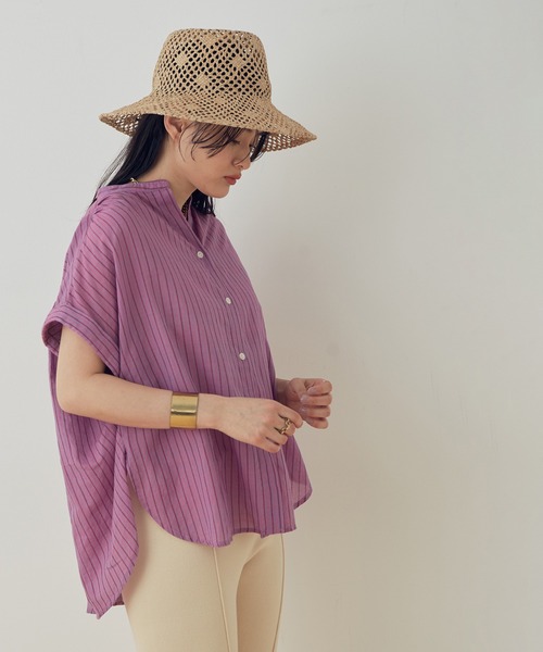 ADAM ET ROPE'(アダムエロペ)の「【KHADI(カディ)】インドコットンフレンチシャツ(シャツ/ブラウス・レディース・ピンク/ミント/ホワイト系その他・FREE)」の1枚目の写真