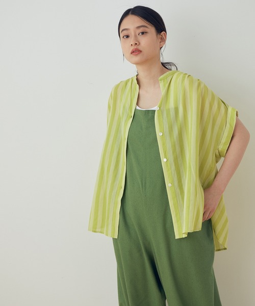 ADAM ET ROPE'(アダムエロペ)の「【KHADI(カディ)】インドコットンフレンチシャツ(シャツ/ブラウス・レディース・ピンク/ミント/ホワイト系その他・FREE)」の3枚目の写真
