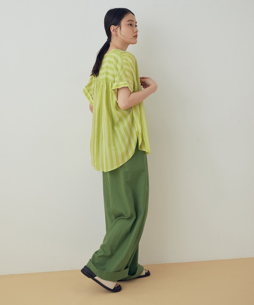 ADAM ET ROPE'(アダムエロペ)の「【KHADI(カディ)】インドコットンフレンチシャツ(シャツ/ブラウス・レディース・ピンク/ミント/ホワイト系その他・FREE)」の7枚目の写真