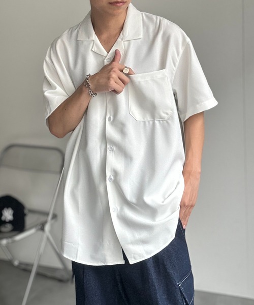 CREARE -LINO-(クレアーレリノ)の「ビックシルエット オープンカラーシャツ<ユニセックス>(シャツ/ブラウス・メンズ・ブラック/サックスブルー/グリーン/モカ/ベージュ/ホワイト/ブラック系その他/グレー・M/L/LARGE/MEDIUM)」の17枚目の写真
