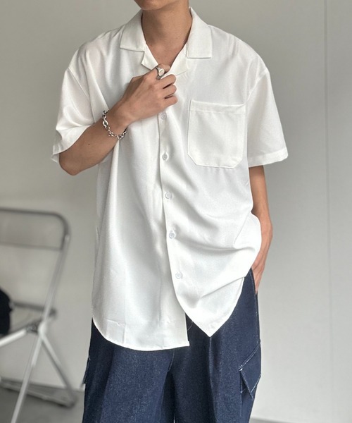 CREARE -LINO-(クレアーレリノ)の「ビックシルエット オープンカラーシャツ<ユニセックス>(シャツ/ブラウス・メンズ・ブラック/サックスブルー/グリーン/モカ/ベージュ/ホワイト/ブラック系その他/グレー・M/L/LARGE/MEDIUM)」の18枚目の写真