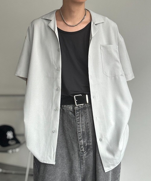 CREARE -LINO-(クレアーレリノ)の「ビックシルエット オープンカラーシャツ<ユニセックス>(シャツ/ブラウス・メンズ・ブラック/サックスブルー/グリーン/モカ/ベージュ/ホワイト/ブラック系その他/グレー・M/L/LARGE/MEDIUM)」の10枚目の写真