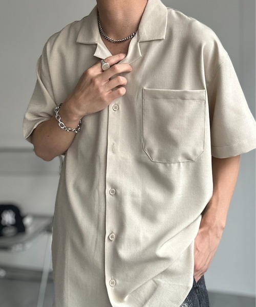 CREARE -LINO-(クレアーレリノ)の「ビックシルエット オープンカラーシャツ<ユニセックス>(シャツ/ブラウス・メンズ・ブラック/サックスブルー/グリーン/モカ/ベージュ/ホワイト/ブラック系その他/グレー・M/L/LARGE/MEDIUM)」の16枚目の写真