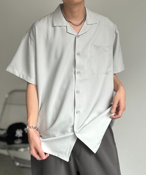 CREARE -LINO-(クレアーレリノ)の「ビックシルエット オープンカラーシャツ<ユニセックス>(シャツ/ブラウス・メンズ・ブラック/サックスブルー/グリーン/モカ/ベージュ/ホワイト/ブラック系その他/グレー・M/L/LARGE/MEDIUM)」の13枚目の写真
